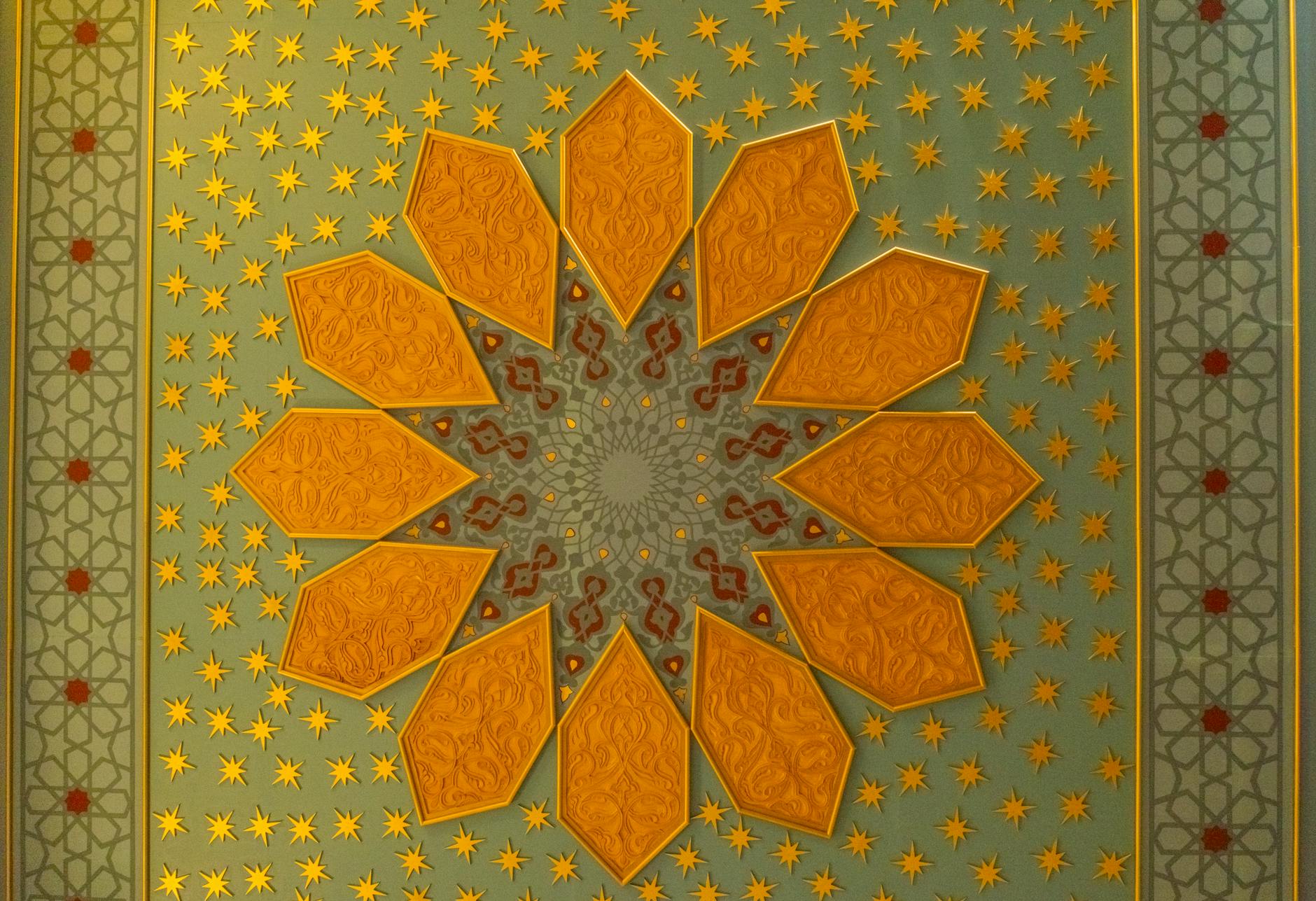 Intricate Islamic arabesque art patterns displayed in a Cairo museum