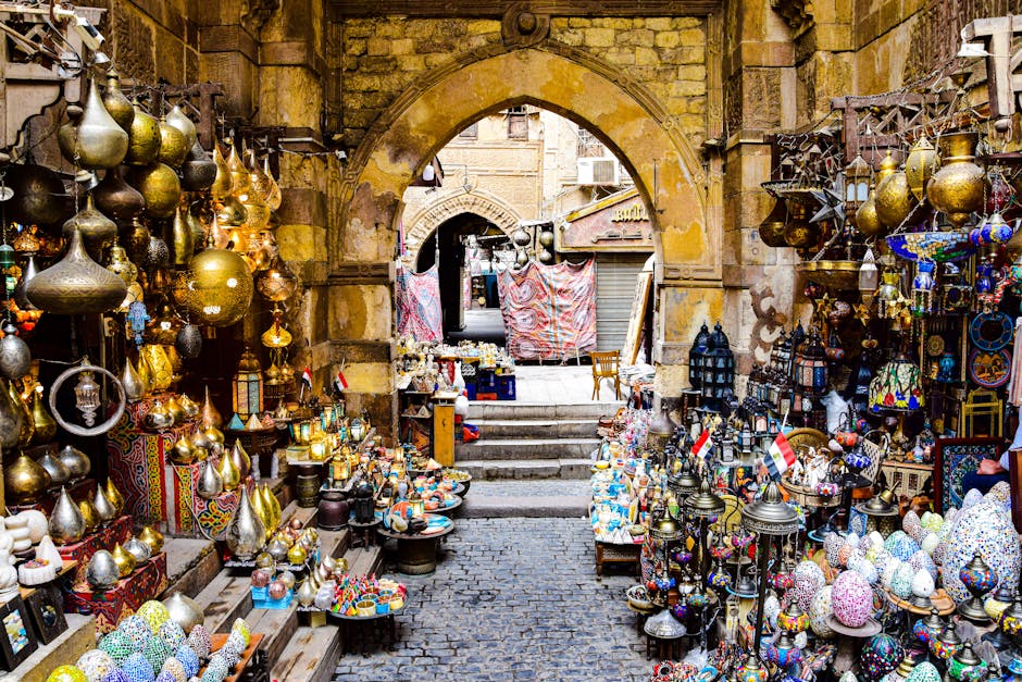 Brass and copper lanterns at Cairo bazaar