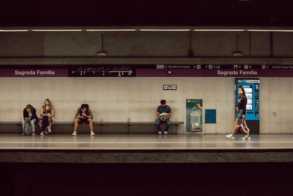 Subway platform with passengers