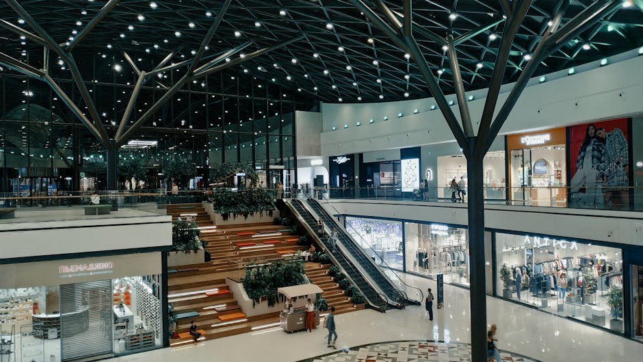 Modern shopping mall atrium