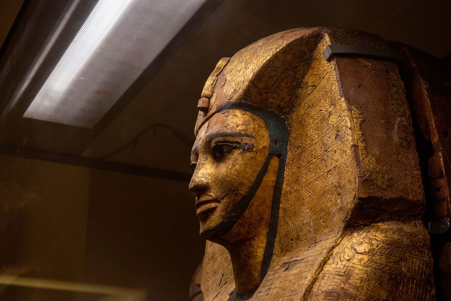 Ancient Egyptian artifacts and pharaonic statues on display in a Cairo museum, Egypt
