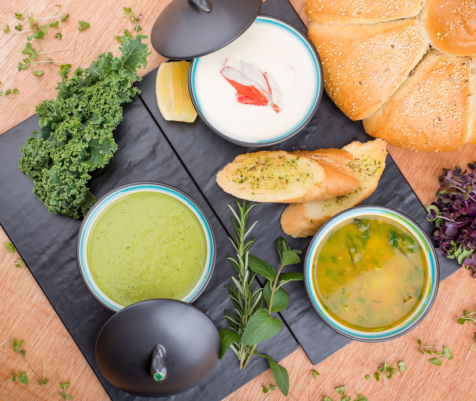 Egyptian molokhia jute-leaf stew served with baladi bread in Cairo