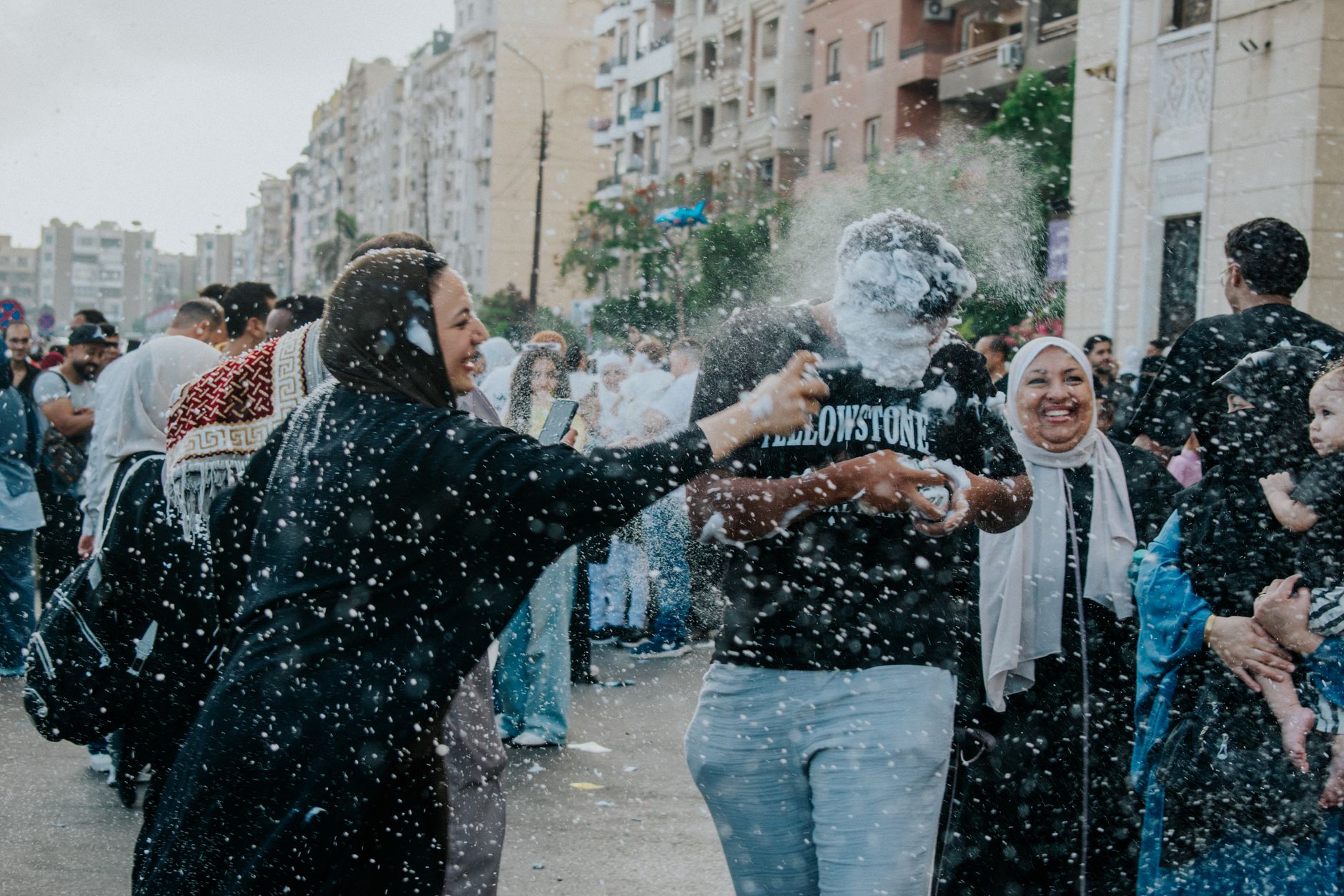 Evening cultural event with a crowd outside the Cairo Opera House, Egypt