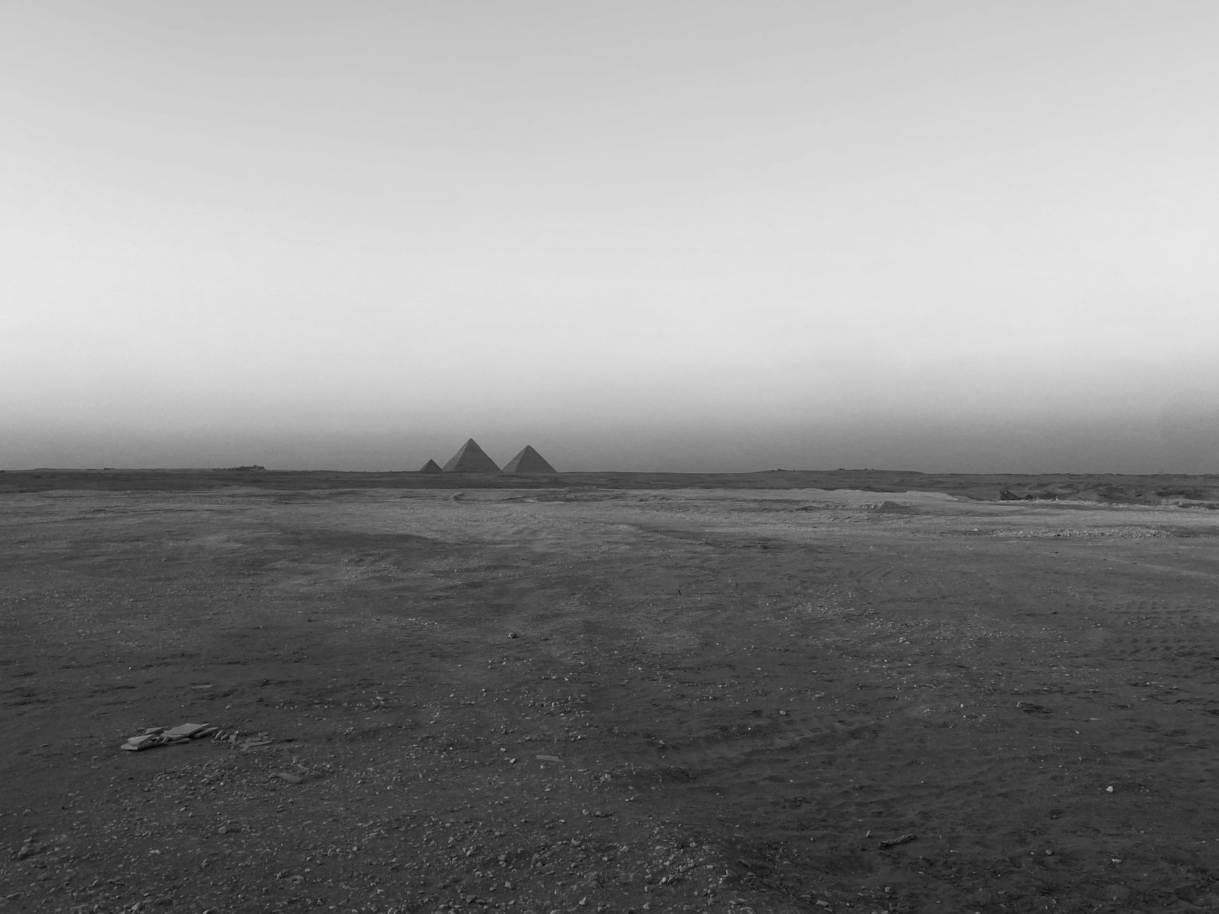 Heat haze shimmering over the desert near Cairo Egypt under intense summer sun