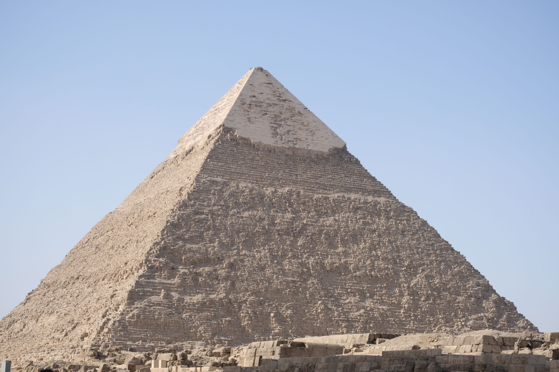 The corbelled limestone vault of the Grand Gallery inside the Great Pyramid of Khufu, Giza Egypt