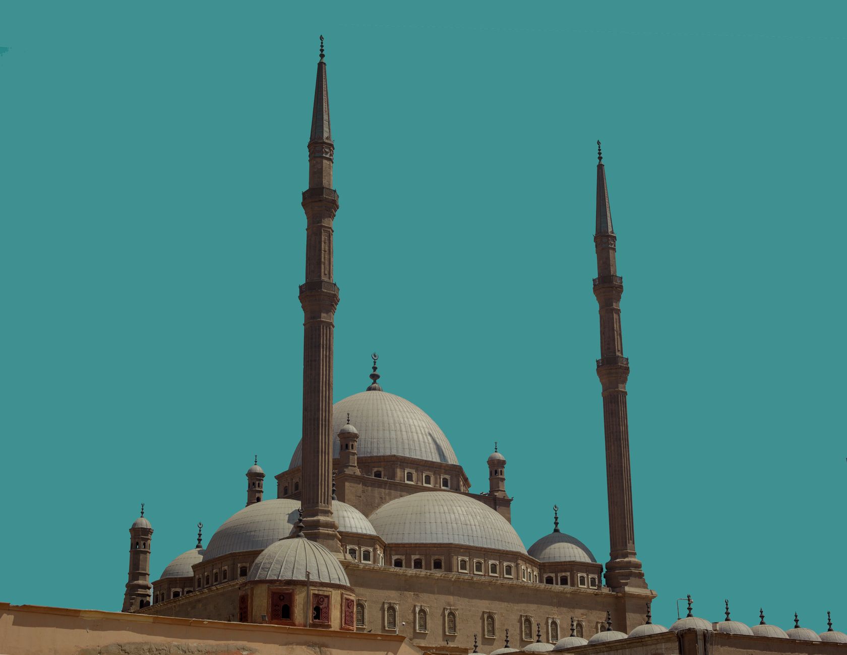 The domes and minarets of the Mosque of Muhammad Ali at the Citadel of Saladin in Cairo, Egypt