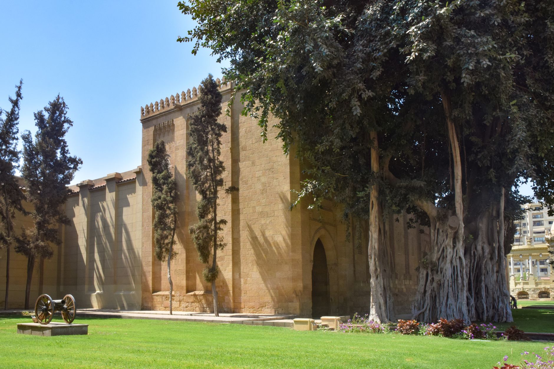 The historic Gezirah Palace wing and gardens of the Cairo Marriott Hotel in Zamalek