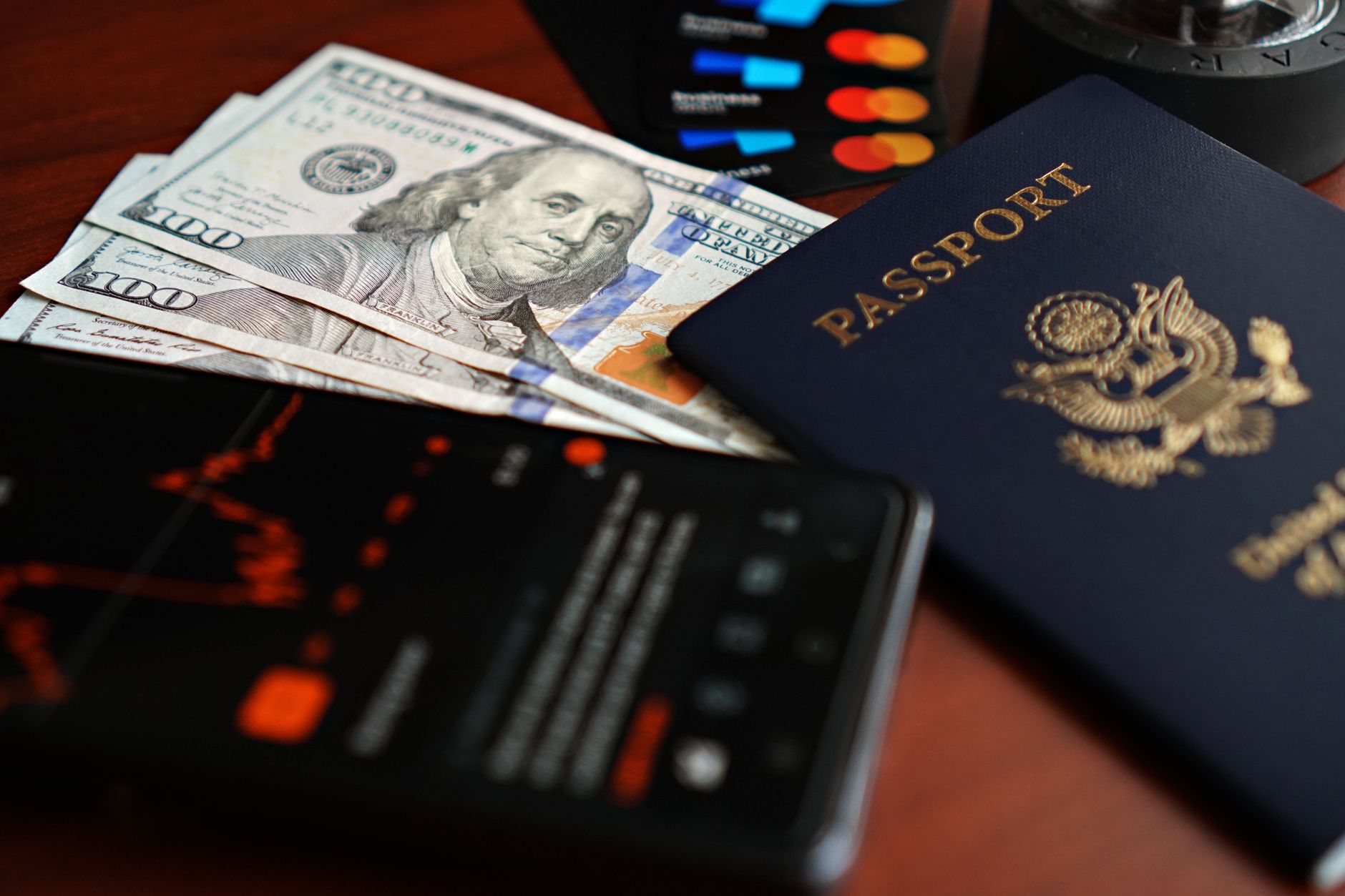Egyptian pound banknotes and travel documents on a table