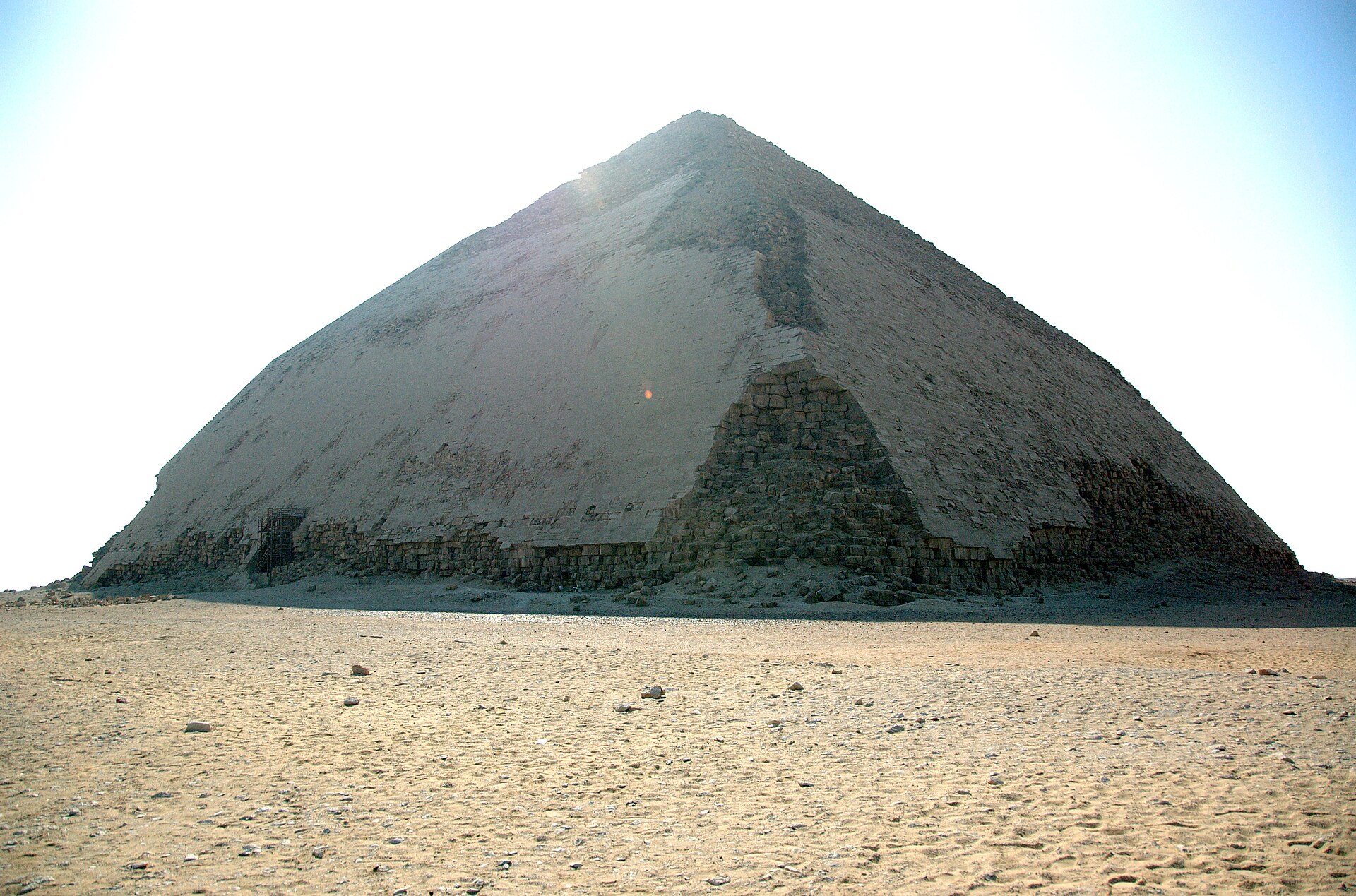 The Bent Pyramid at Dahshur showing its distinctive change of angle partway up the slope