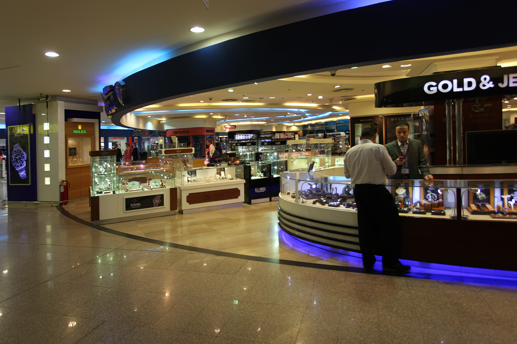 Duty-free shops with gold, jewellery and watch counters airside in Terminal 3 at Cairo International Airport