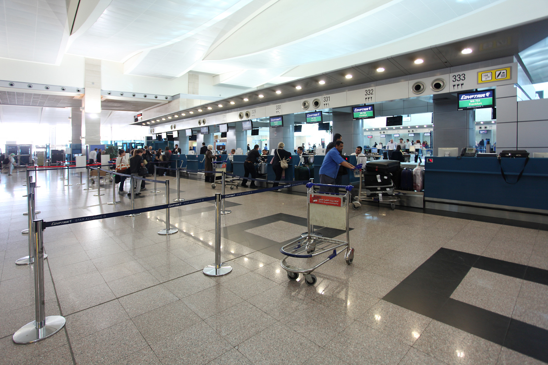 Cairo International Airport (CAI): Complete Traveler Guide 3 Check-in counters in the departures hall of Terminal 3 at Cairo International Airport